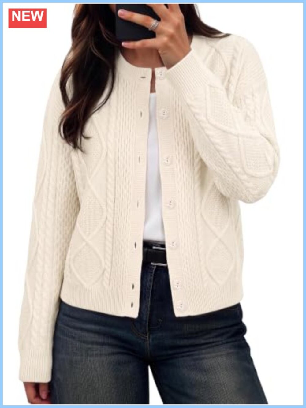 Chunky Cable Knit Button Up Cardigan Sweater Oversized Relaxed Fit